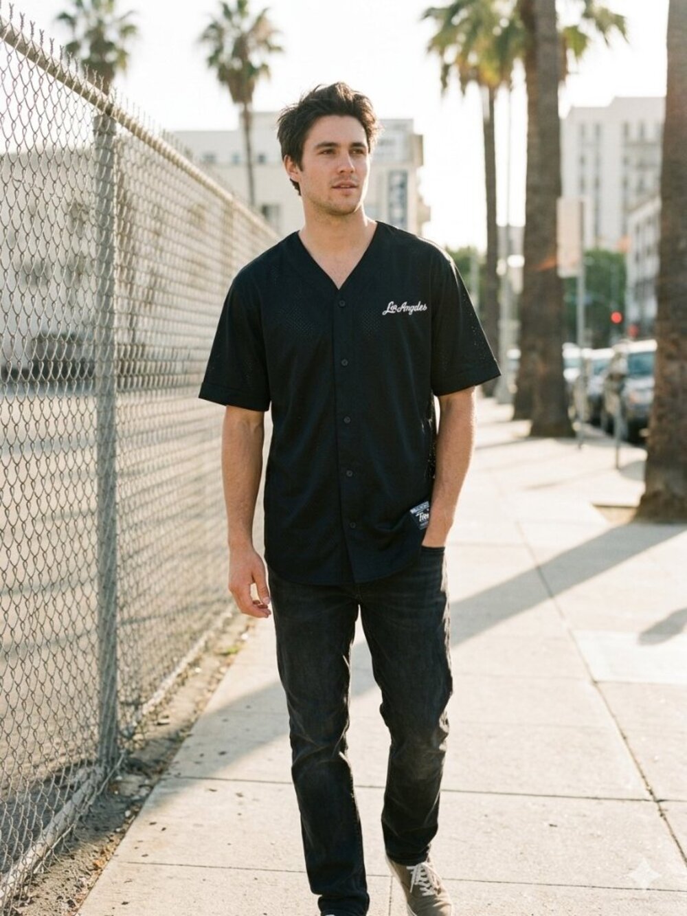 Hollister Black Baseball Jersey Men's Small Los Angeles 99 Logo Y2K